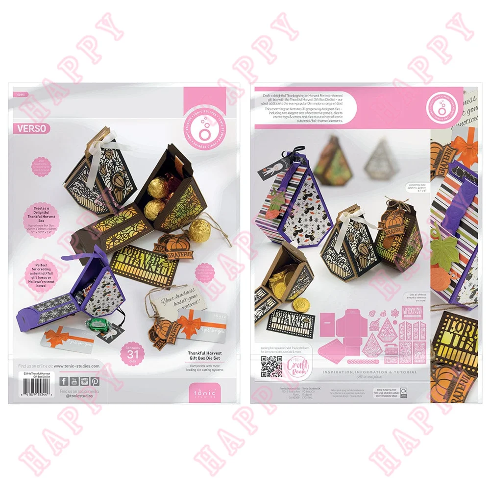 

Thankful Harvest Gift Box Metal Cutting Dies Scrapbook Diary Decoration Paper Craft DIY Greet Card Handmade Embossing Template