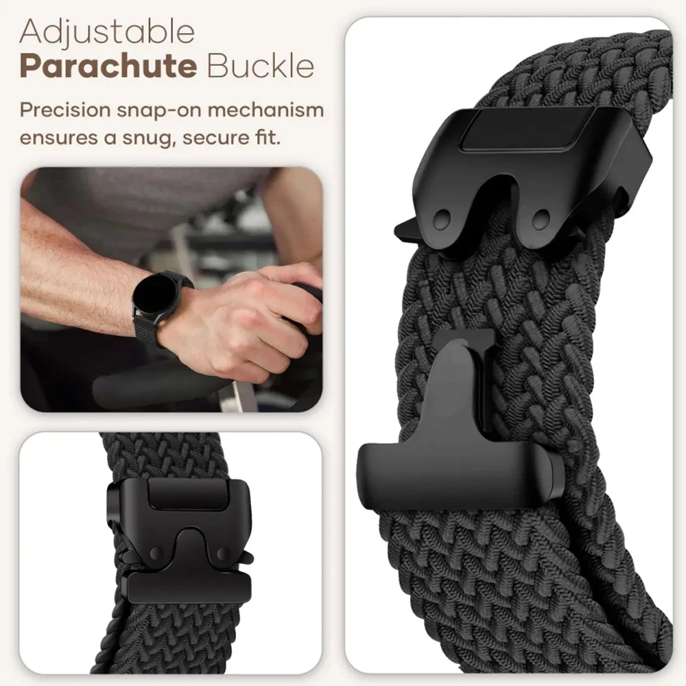 Nylon Braided Watch Strap with Parachute Buckle in 20mm and 22mm Sizes