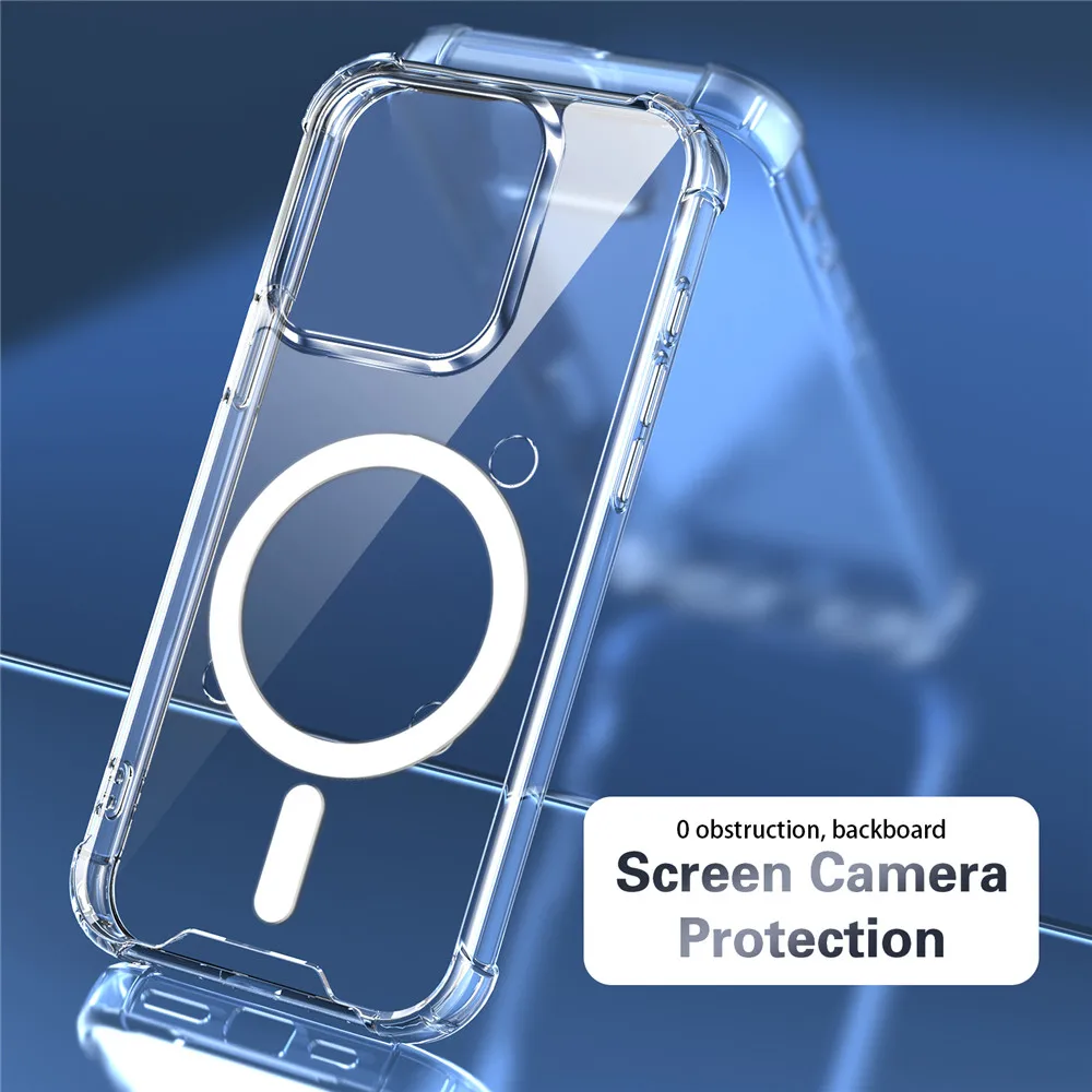 Enhanced Magnetic Phone Case with Four-Corner Anti-Fall Protection and Transparent Design