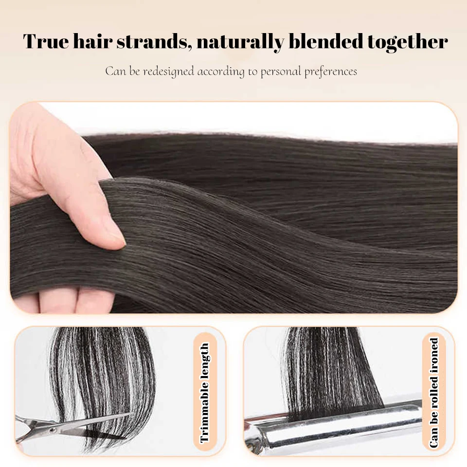 Synthetic Brown Hair Bangs Clip for Women