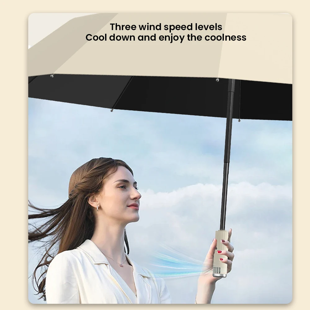 Description Picture 4 of item3 in 1 Sun Protection Umbrella with Fan,USB Rechargeable Automatic Folding UV Umbrella,Portable Sun Travel Umbrella for Travel