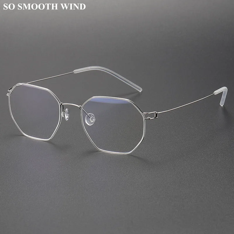 

Denmark Brand Screwless Titanium Glasses Frame Ultralight Men Women Polygon Square Eyewear Spectacle Eyeglasses Irregular Frames