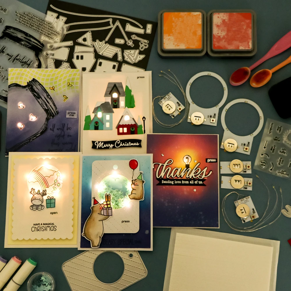 Warm White LEDs Self-Adhesive Halo Lights & Easy Lights for Making Light-Up Cards Scrapbooking Crafts DIY Project 1/3/5 self adhesive lights