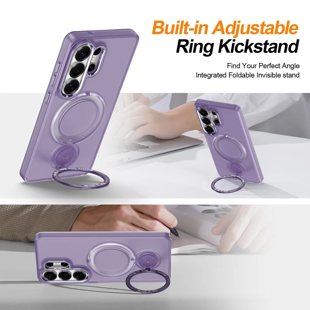 Matte Translucent Magnetic Bracket Phone Case with Ultra Protection