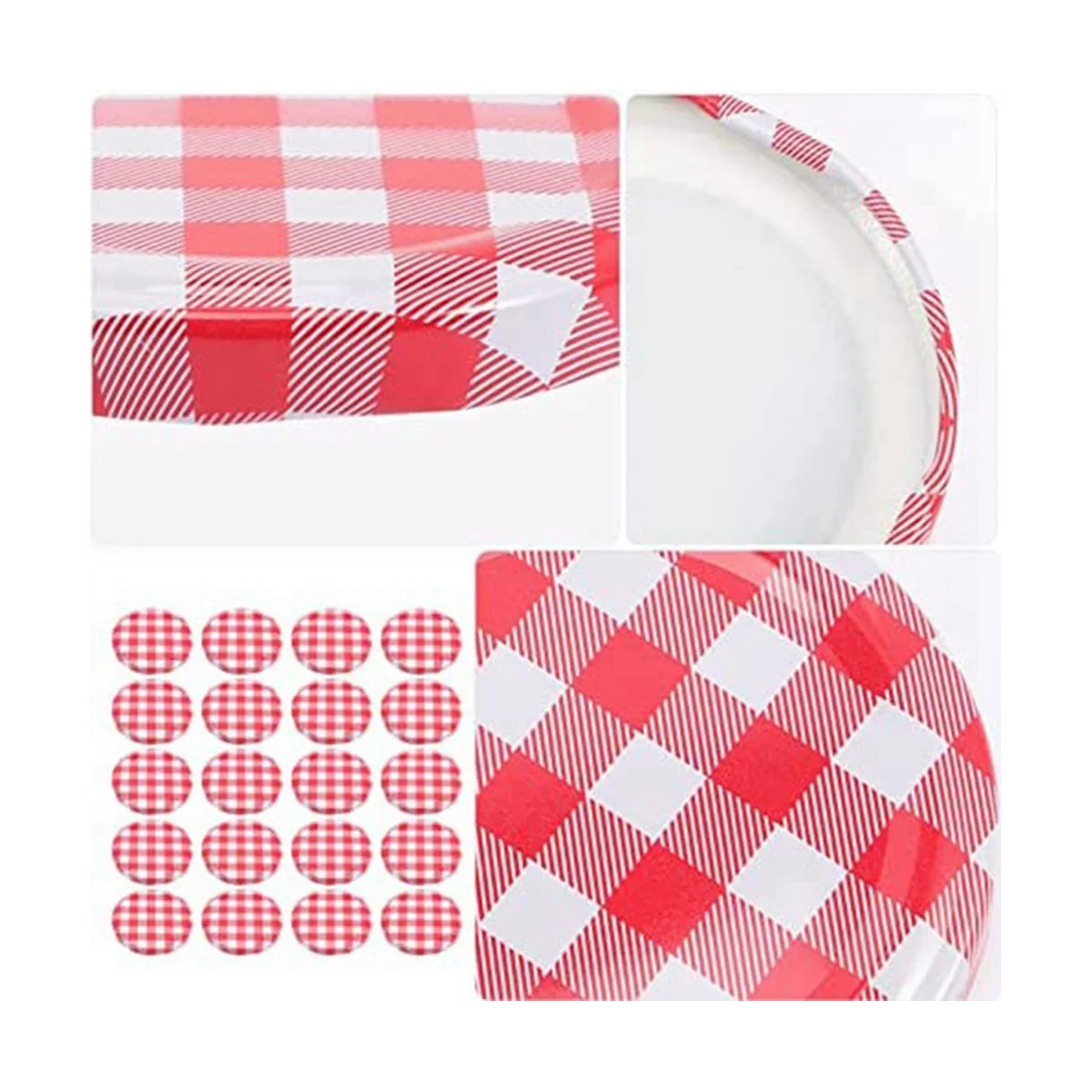 Bramley & Sage Coperchi Per Barattoli Marmellata 63 Mm - Quadretti Rossi, Set Da 12, Senza BPA