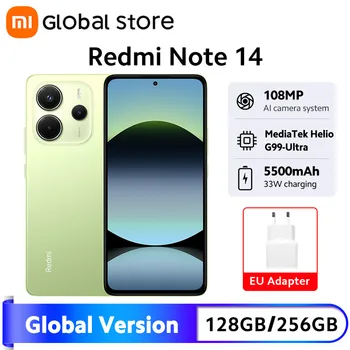 Version mondiale Xiaomi Redmi Note 14 Smartphone 8GB / 12GB RAM MediaTek Helio G99-Ultra 33W120Hz AMOLED 108MP 5500mAh 1