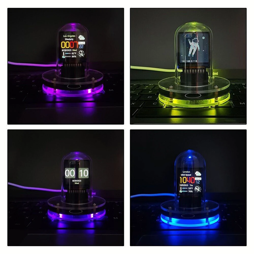 Nixie Tube Clock Smart Wifi Glow Diy lcd digital clock digital desk clock digital clock digital table clock Cyberpunk Style Visual Display Changeable Automatic Update