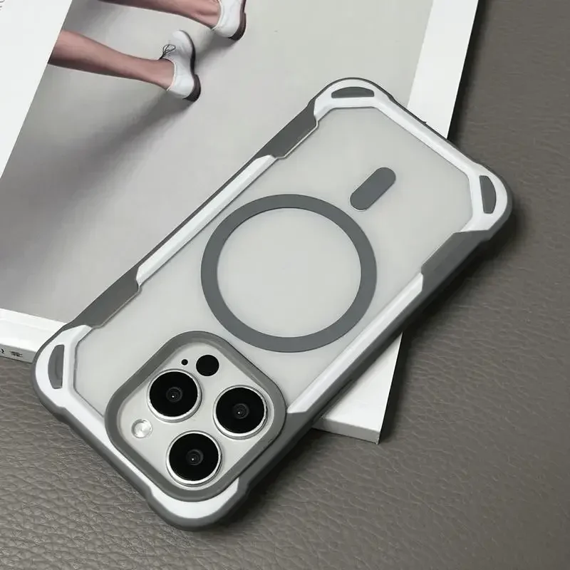 Luxury Armor Magnetic Clear Hard Bumper Phone Case - Dual Color Design