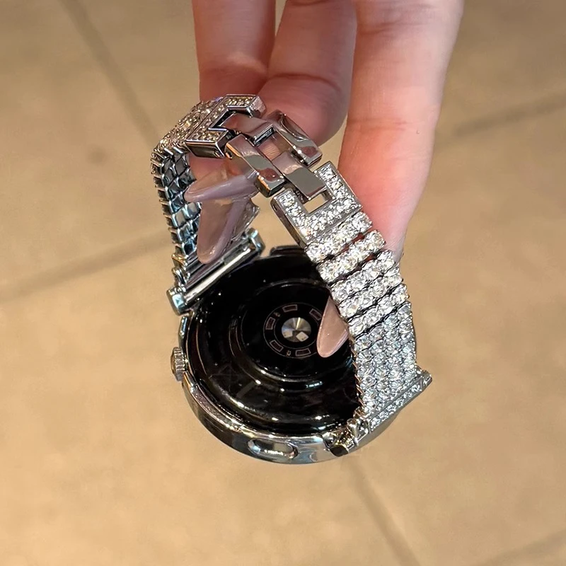 Elegant Diamond-Accented Metal Bracelet Watchband for Women (Available in Multiple Sizes)