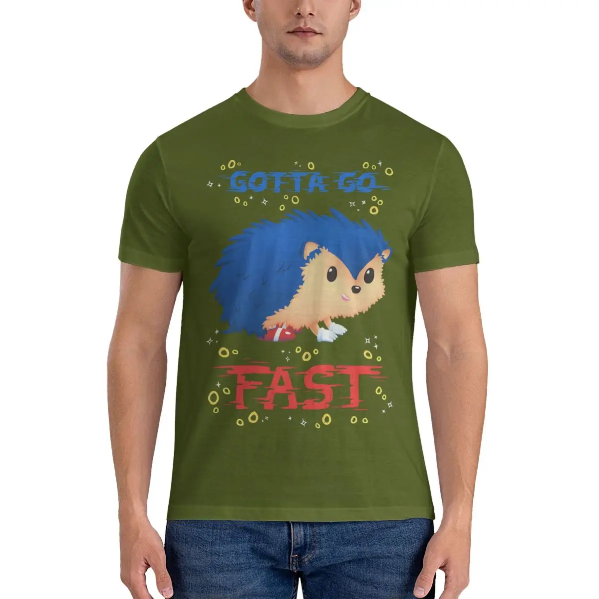 Camisetas vintage de algodón con cuello redondo y manga corta de Sonic, juego de plataformas y memes, Gotta Go Fast