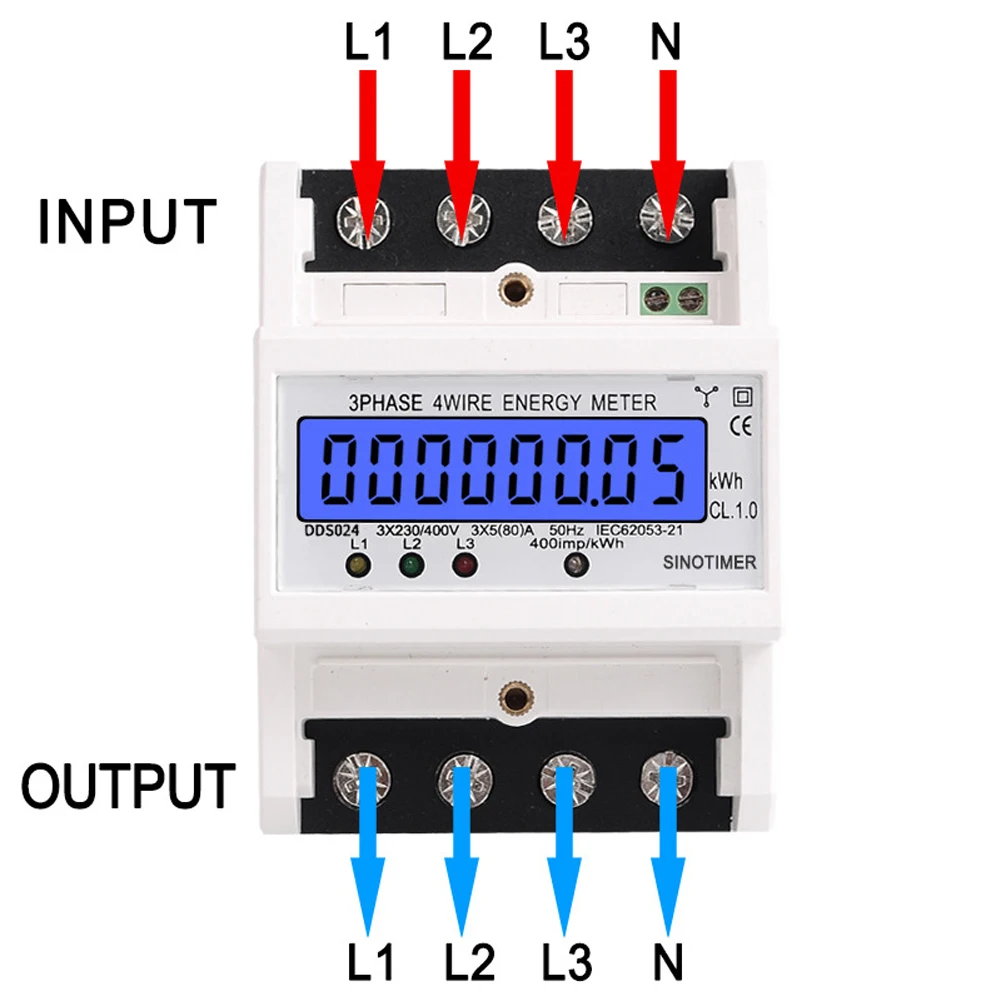 跮 LCD   Һ ,  繫ǿ  跮, 3  4  KWh, DIN  5-80A, 400V
