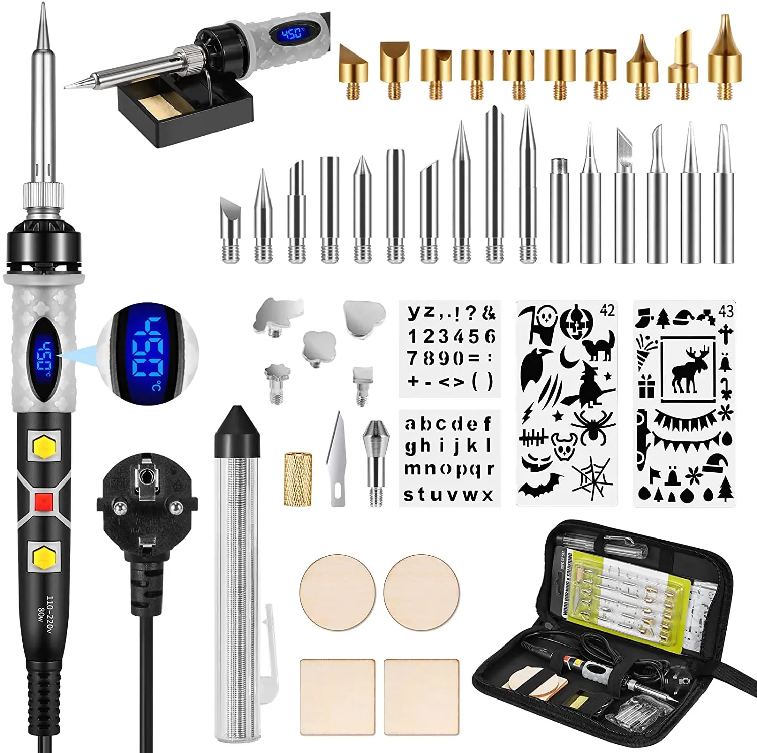 DIY Crafts Hot Stamping Carving & Wood Burning Tool Set w/ Interchangeable  Tips