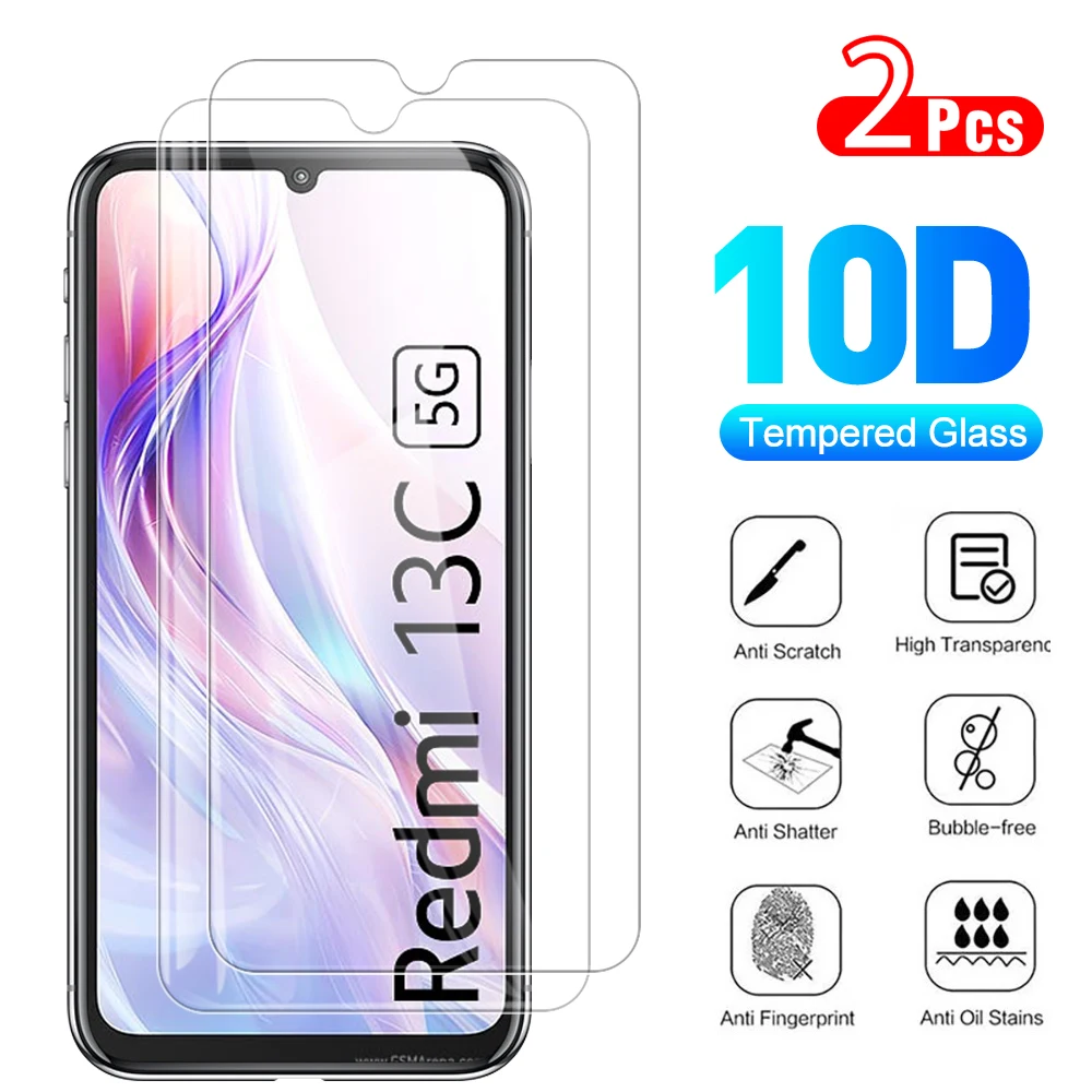 

2Pcs For Xiaomi Redmi 13C 12C 13 12 5G 10C 10A HD protective Glass Redmy A2 A1 4G plus K60 K50 Pro Ultra K40s Screen Protector