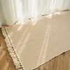 Cotton & Linen Woven Carpet Thin Fabric Can Be Machine Washed. Cotton Bedside Blanket-T02C 2