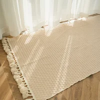 Cotton & Linen Woven Carpet Thin Fabric Can Be Machine Washed. Cotton Bedside Blanket-T02C 2