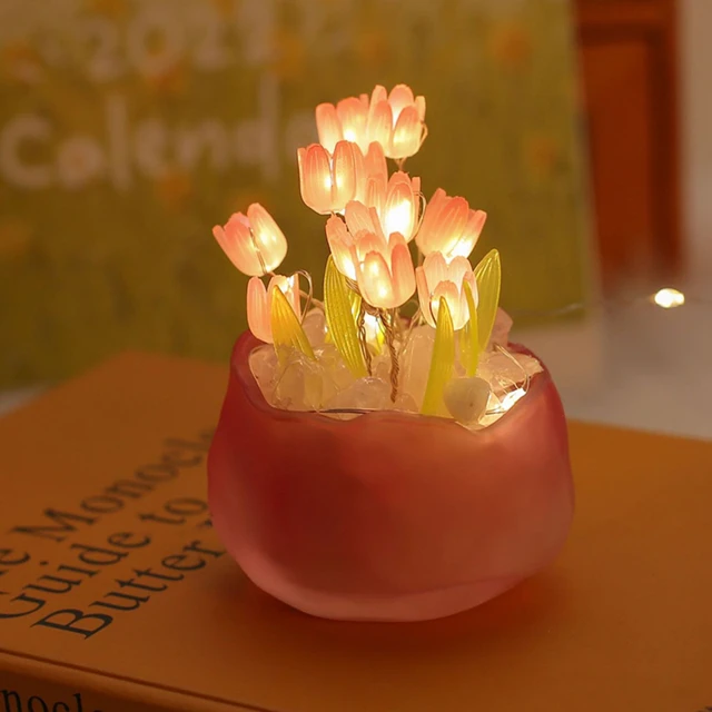 DIY Tulip Night Light Cute Bedroom Room Decor Floral Lamp Valentines Day  Gift Lampara Tulipanes Girlfriend DIY Material Handmade - AliExpress