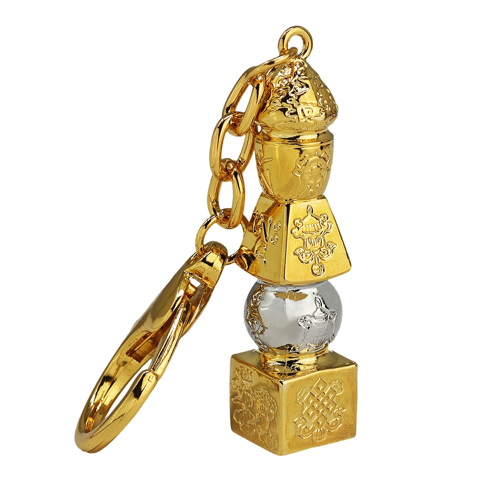 2025 5 Element Pagoda with 8 Auspicious Objects Keychain Bring Good Luck w5659 4