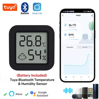 Tuya Temperature Humidity Sensor Remote Monitoring Bluetooth-Compatible 5.0 APP Via Smart Life for Smart Home Work with  Alexa 1