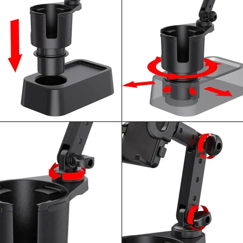 Soporte para taza de teléfono 2 en 1 soporte para teléfono para coche 360 rotación soporte para taza de teléfono para sostener botellas de agua grandes y café diferente T