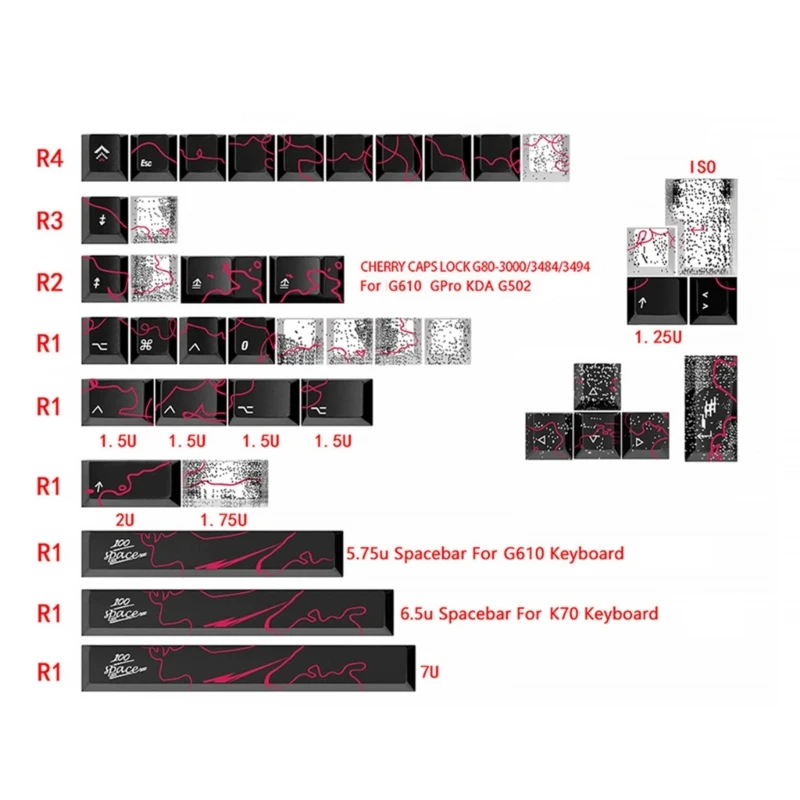 

146pcs Thick PBT DyeSUB Keycap Graffit DYESublimation for Mechanical Keyboard J60A