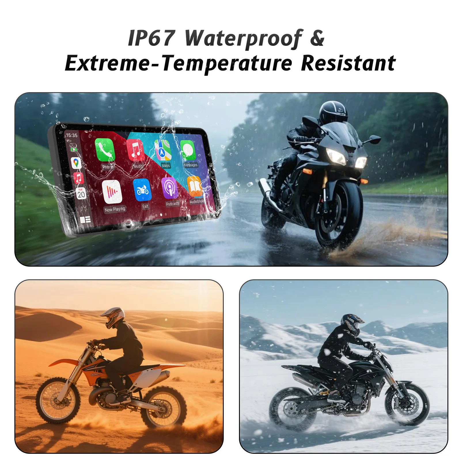 6-Inch Motorcycle Smart Display – Wireless CarPlay & Android Auto thumbnail 2