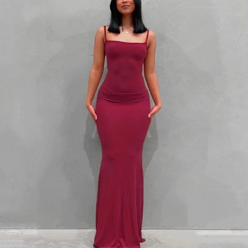 Sleeveless Backless Slim Sexy Maxi Dress Women Party Y2K Concise Bodycon Elegant Birthday Dresses Female Clothing