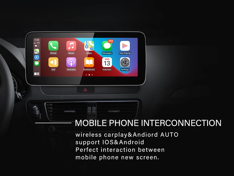 Snapdragon665 8G 128G Android13 Wireless Carplay AUTO For AUDI 09-16 Q5 Car Vide