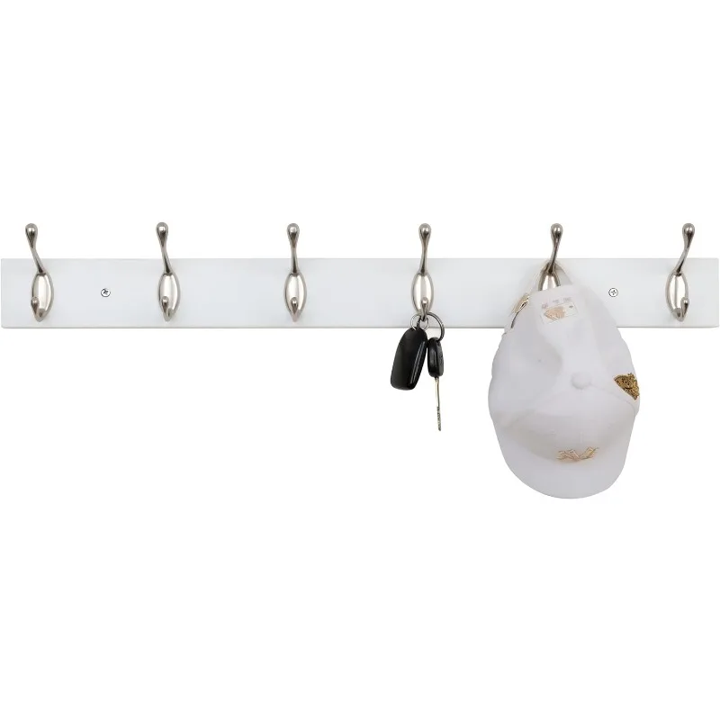 Wall Mounted Coat Rack 24 Inches with 6 Hooks - 2 Pack, Wall Coat Hooks Wall  Hat Hanger, Satin Nickel & White - AliExpress