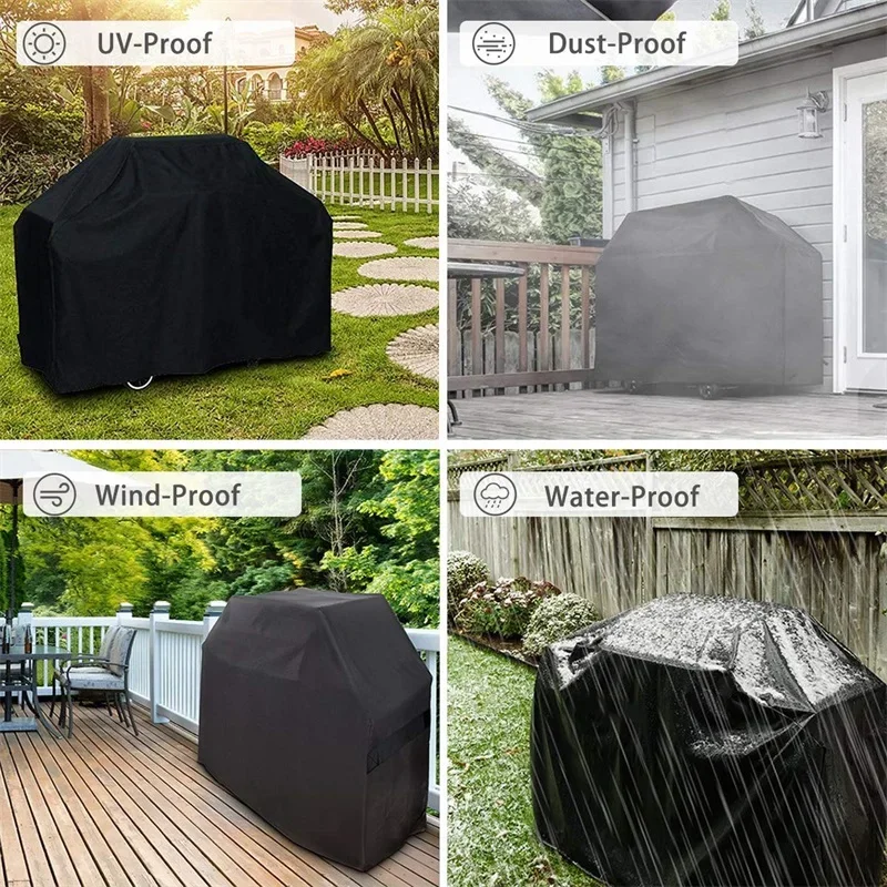 BBQ Grill Barbeque Cover Anti-Dust Waterproof Weber Heavy Duty Charbroil BBQ Cover Outdoor Rain Protective Barbecue Cover 4