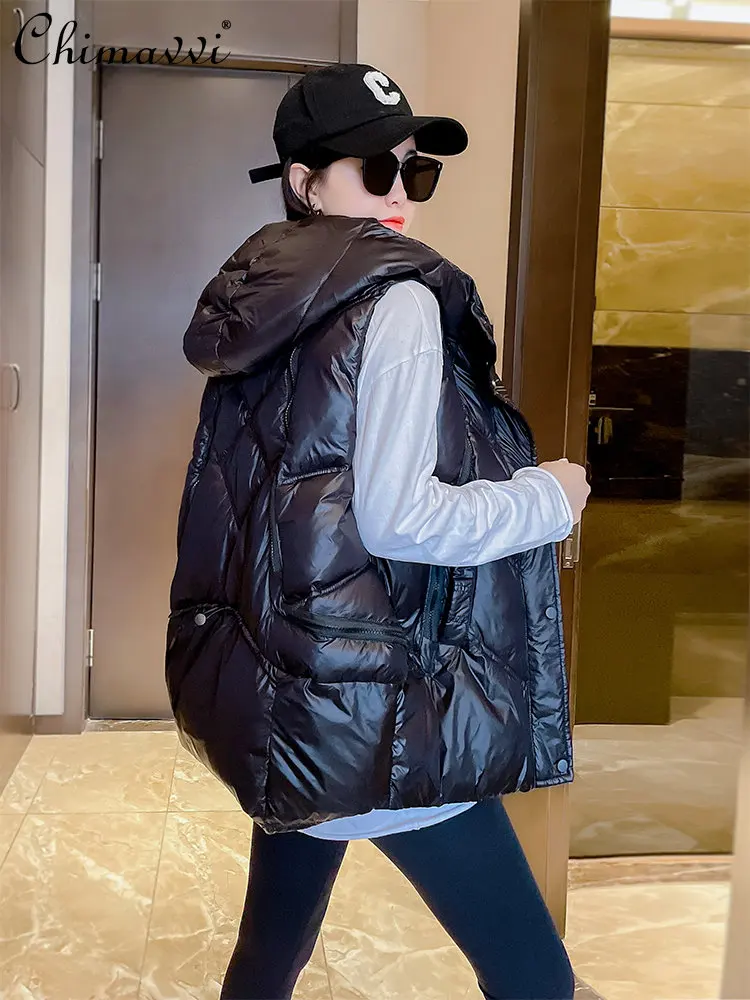 

Fashion Down Cotton Vest Women Winter New Women's Clothing Short All-Match Loose Cotton Padded Jacket Cotton Vests Outerwear