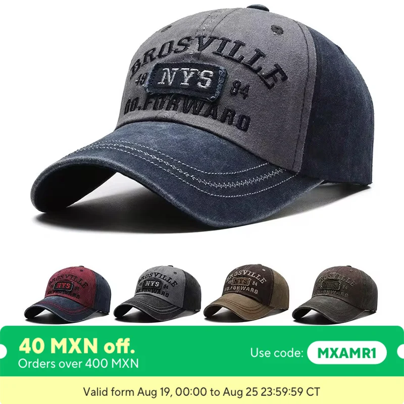 Men Baseball Cap Cotton Letter Embroidered Bent Brim Dome