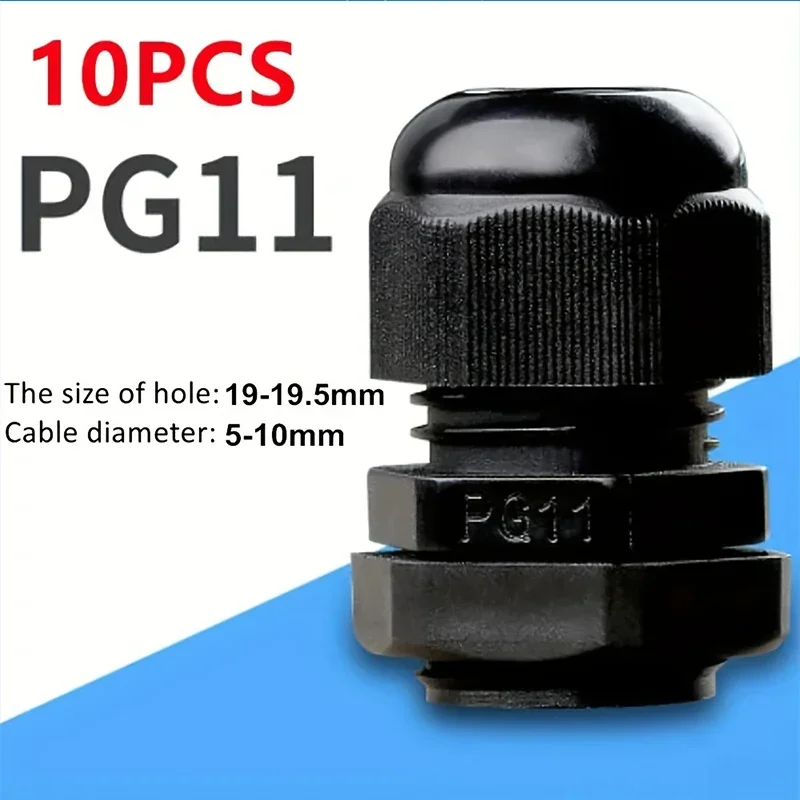 10pcs High Quality IP68 PG11 5-10MM Waterproof Nylon Cable Gland No Waterproof Gasket Plastic Cable Gland cable gland