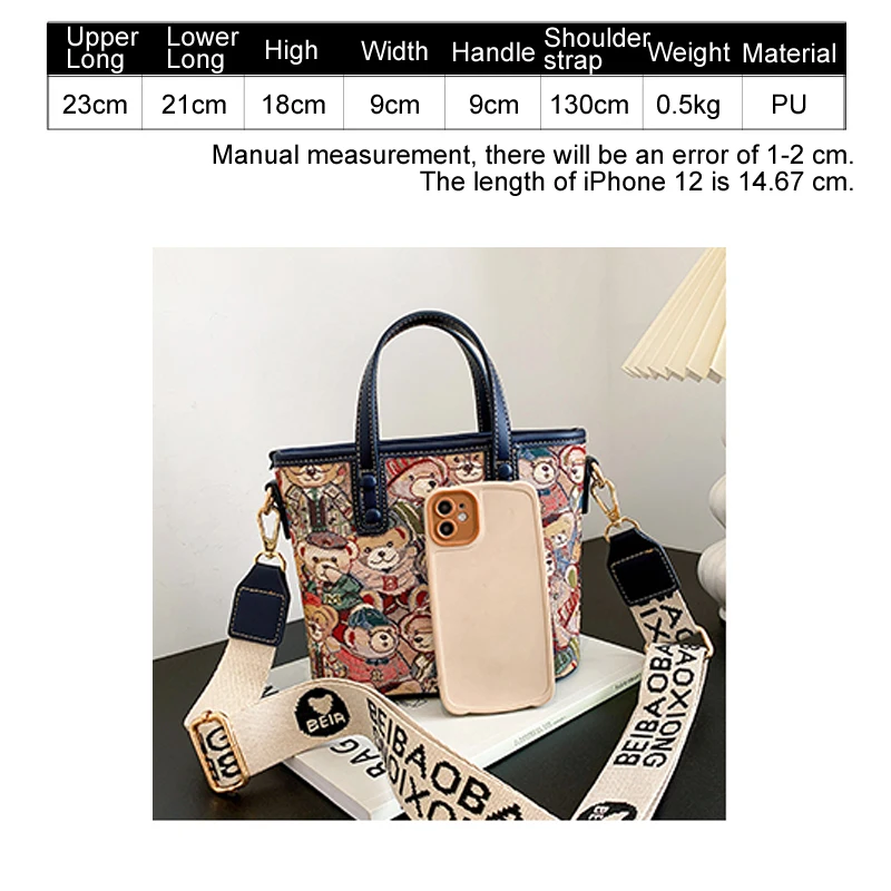 BeiBaoBao Brand handbags for women luxury designer hand Bag women 2023 trend totes Bear print shoulder crossbody bag for women
