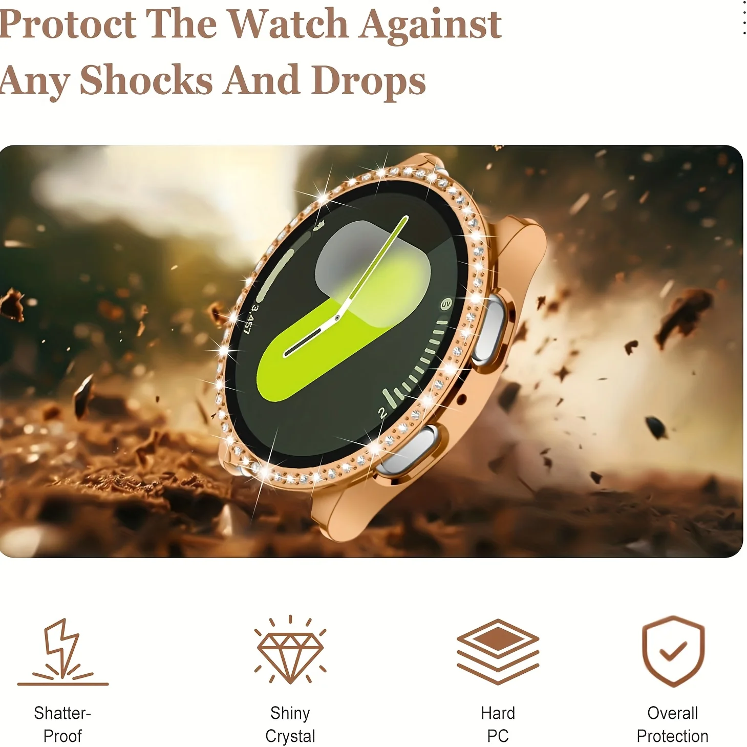 Sparkling Diamond-Encrusted Protective Case for Samsung Galaxy Watch - No Glass