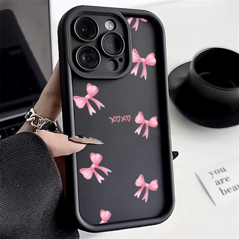 Pink Bow Knot Silicone Candy Soft Phone Case