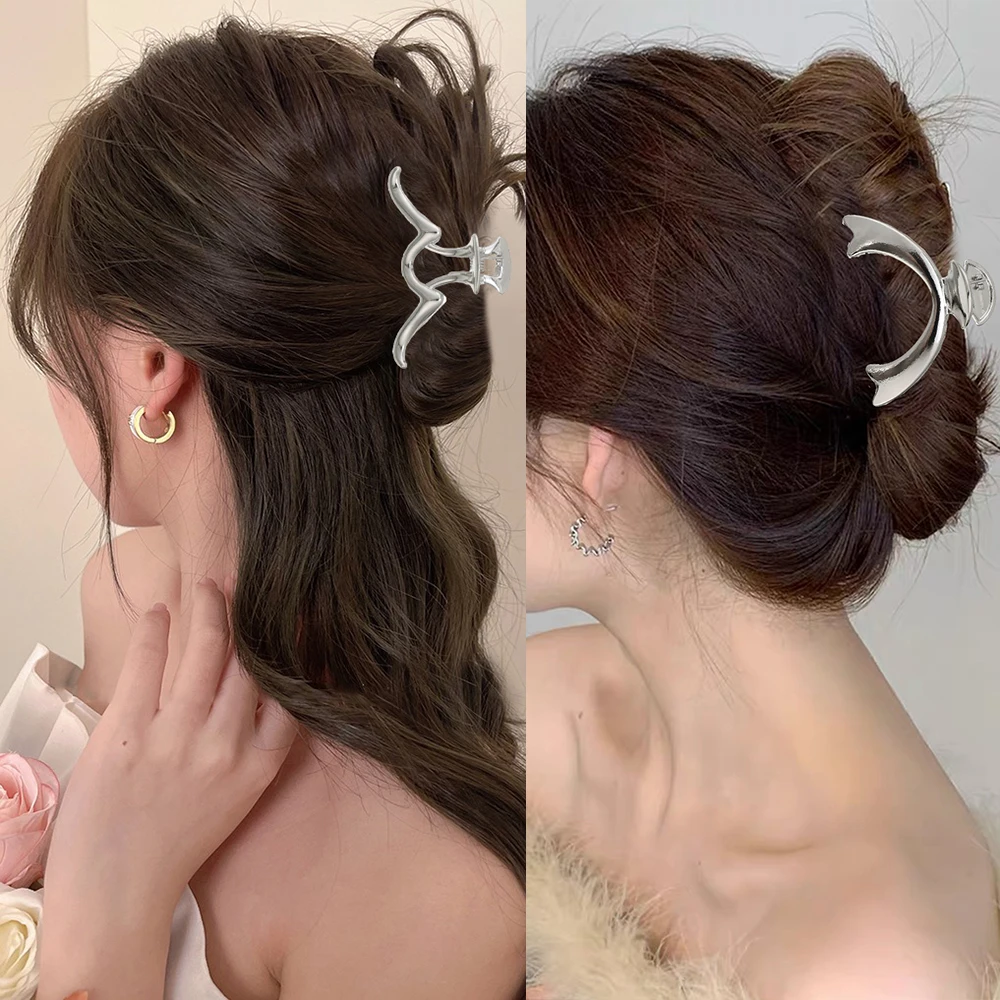 Curved Alloy Hair Claw Golden Sliver Hairpin Women Party Retro Hairpin Festival Korean Hair Accessories Headwear Crab Clip