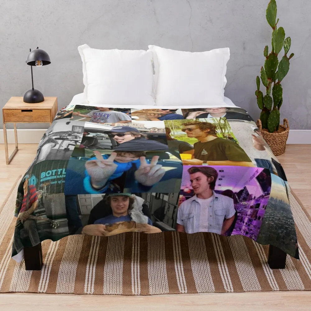 

Joe Keery Pic Collage Throw Blanket Baby Giant Sofa Hair Blankets Sofas Of Decoration Blankets