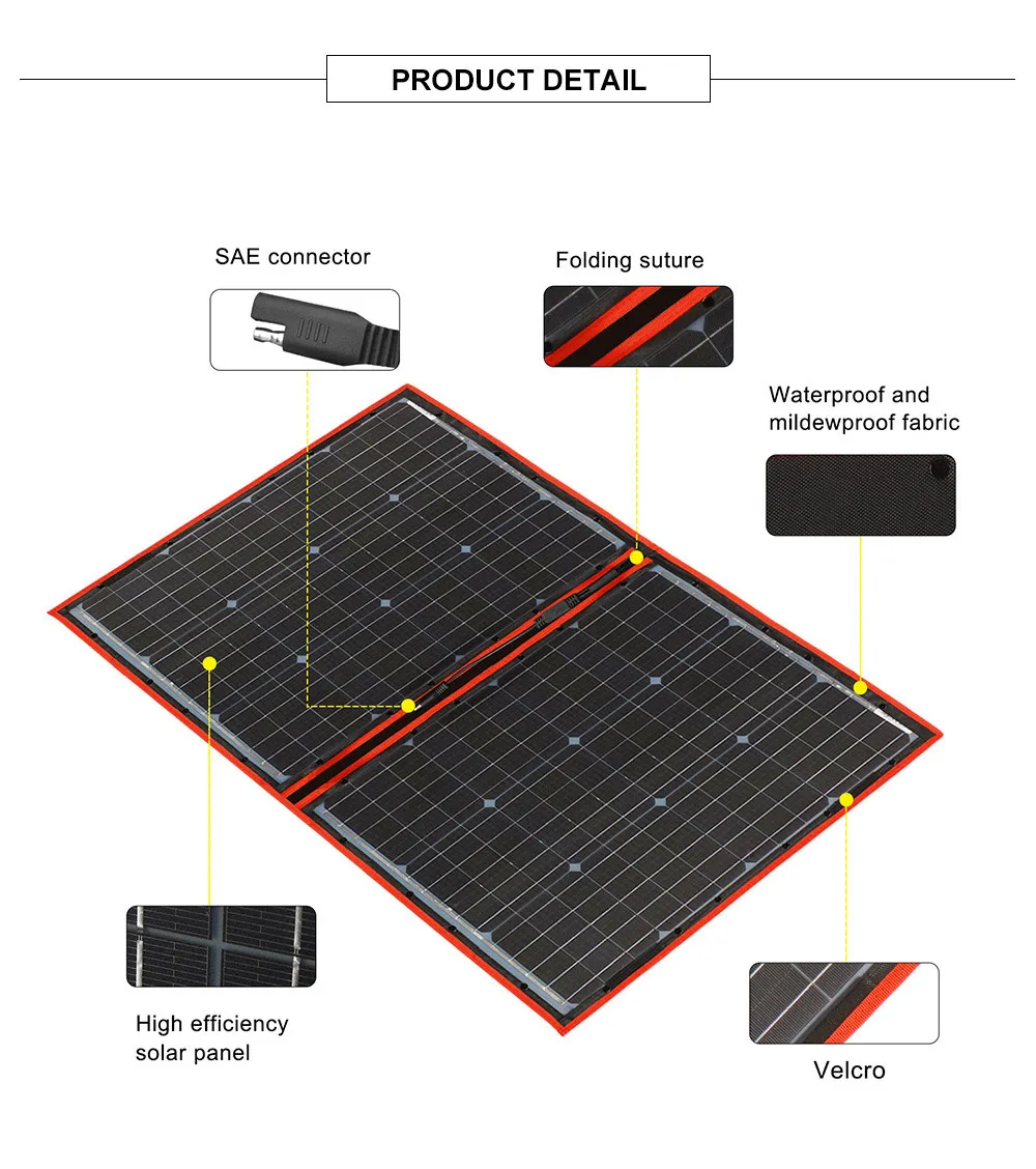 100W Foldable Flexible Solar Panel Kit
