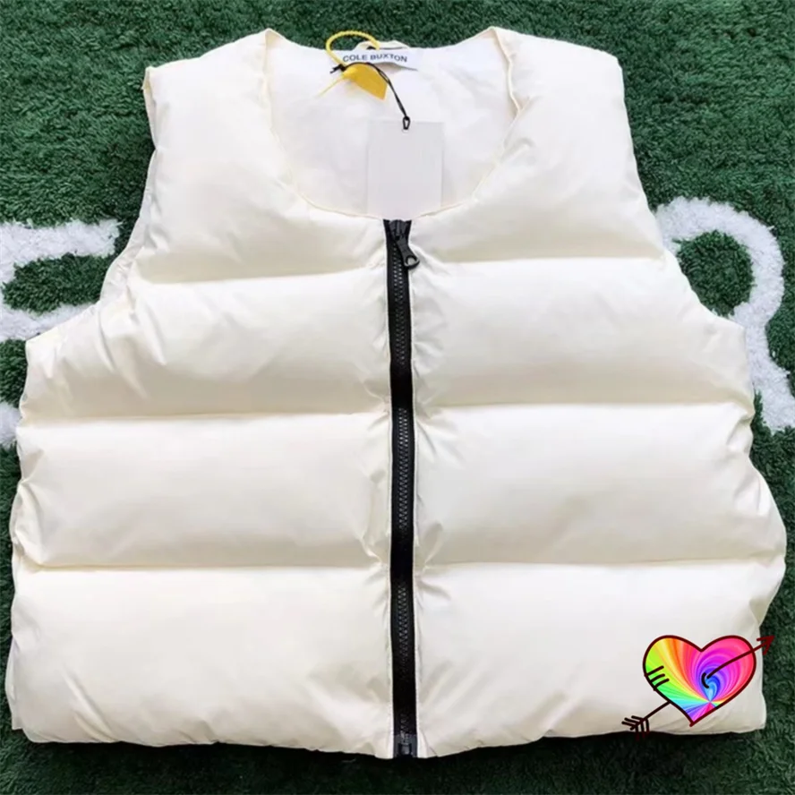 

Apricot White Cole Buxton VEST Men Women Blank Zip Cole Buxton DOWN Jacket High Street CB Quilted Coats