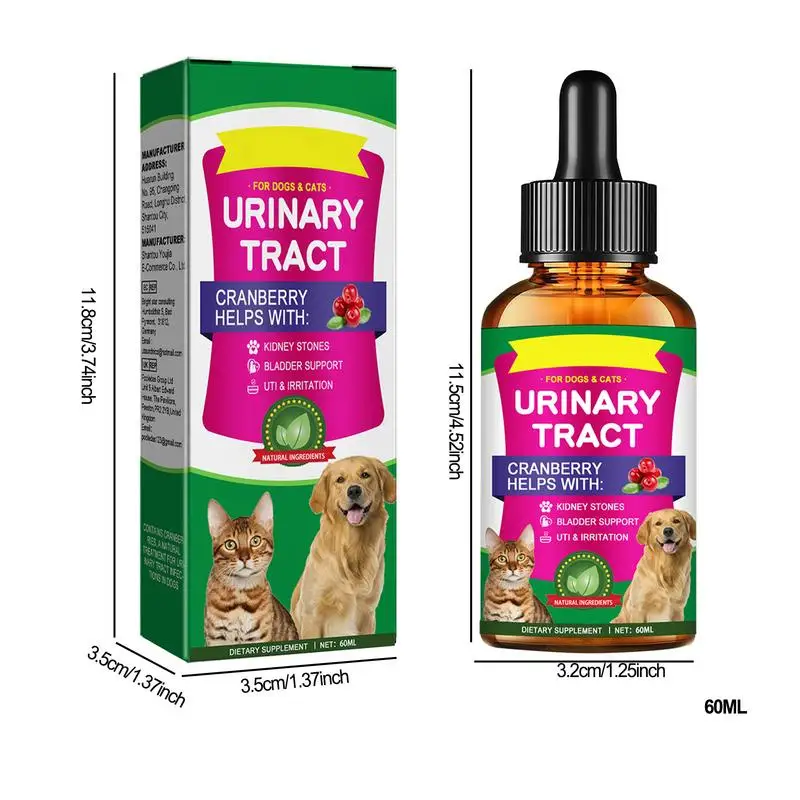 Pet UTI Treatments 60ml Cat Bladder Drops For Urinary Tract Care Multifunction
