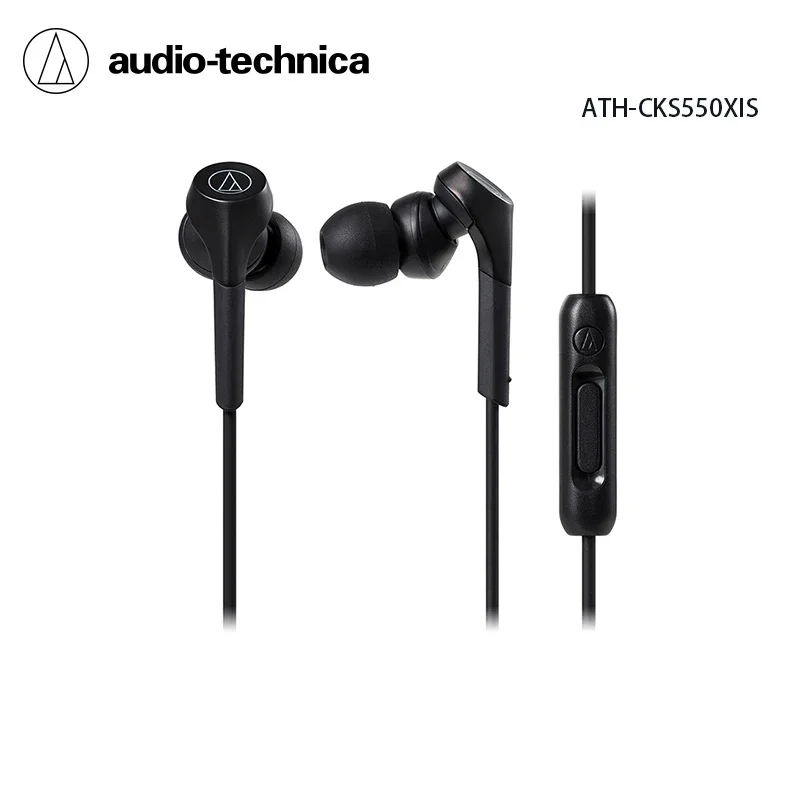 Original Audio Technica ATH-CKS550XIS 3.5mm Wired Headphones with Subwoofer and High-resolution Microphone Wire In Ear Headset