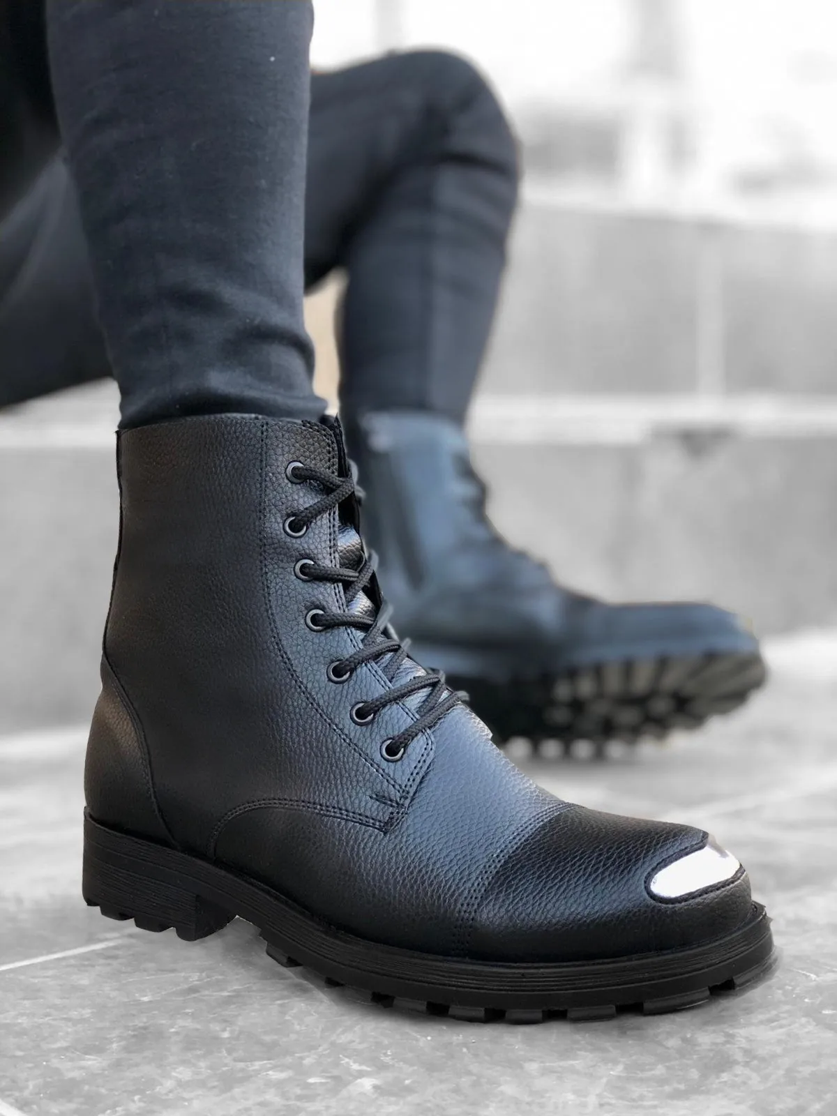 ER0092 waterproof laced Ironman black men's sports Postal boots