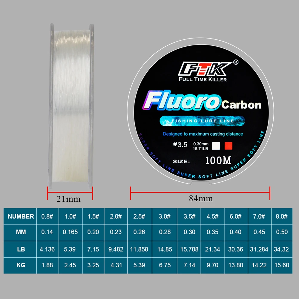 100M Fishing Line Nylon Line Fluorocarbon Fishing Lure 4.13-34.32LB Carbon Fiber Leader Soft fishing line,fishing tackle