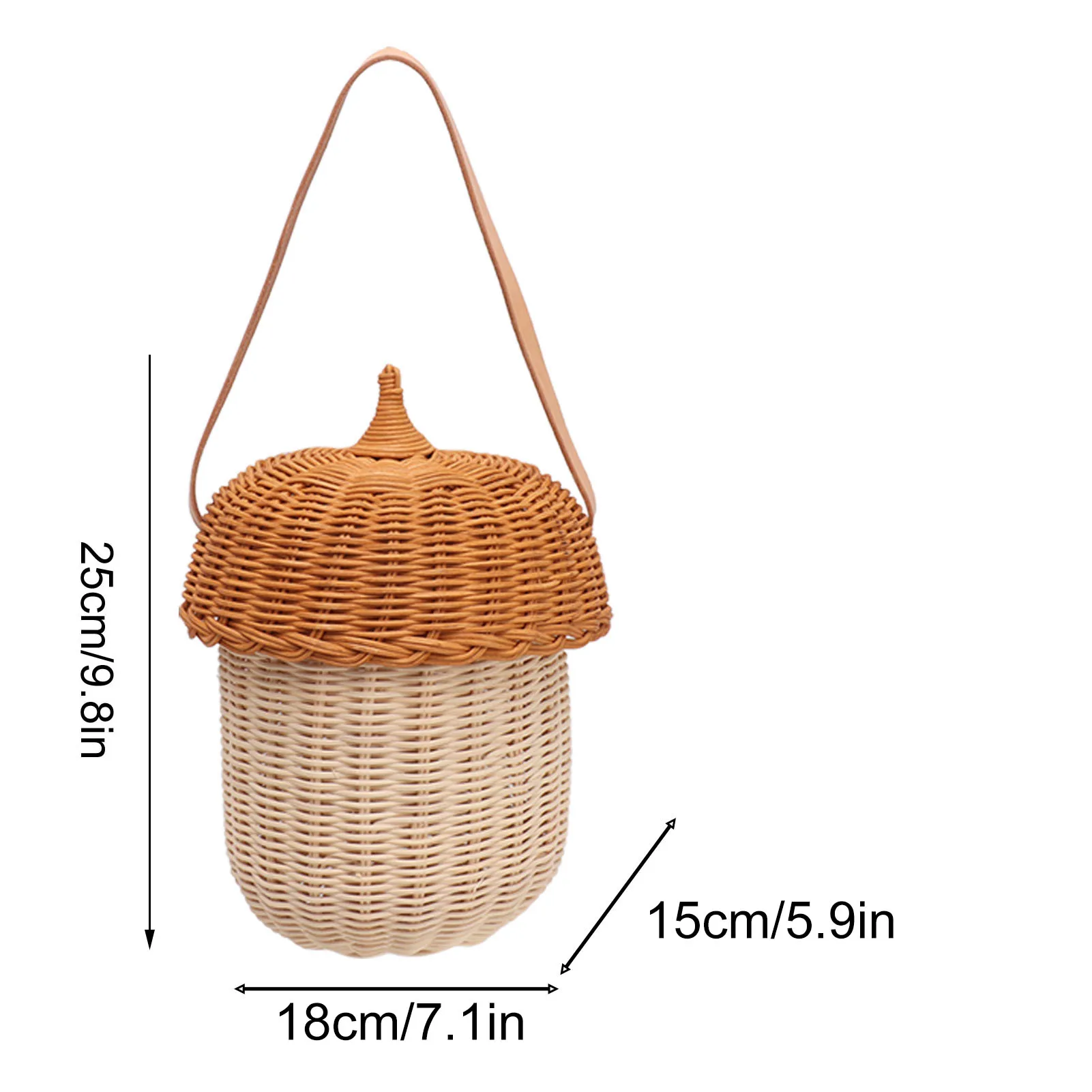 Acorn Shaped Basket Kids Rattan Storage Basket Hand Woven Decorative Acorn Shaped Basket Bag for Boys Girls Photography Props 6