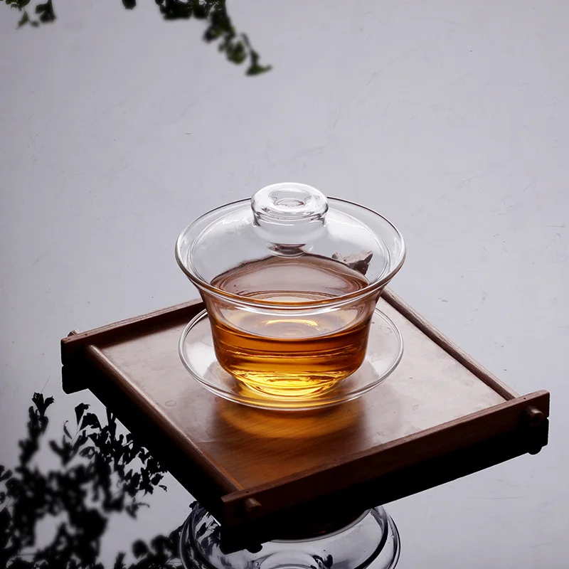 160Ml Glass Tureen Handmade Heat Resistant Bowl Water Cup Lid Saucer Coffee Mug Tea Set