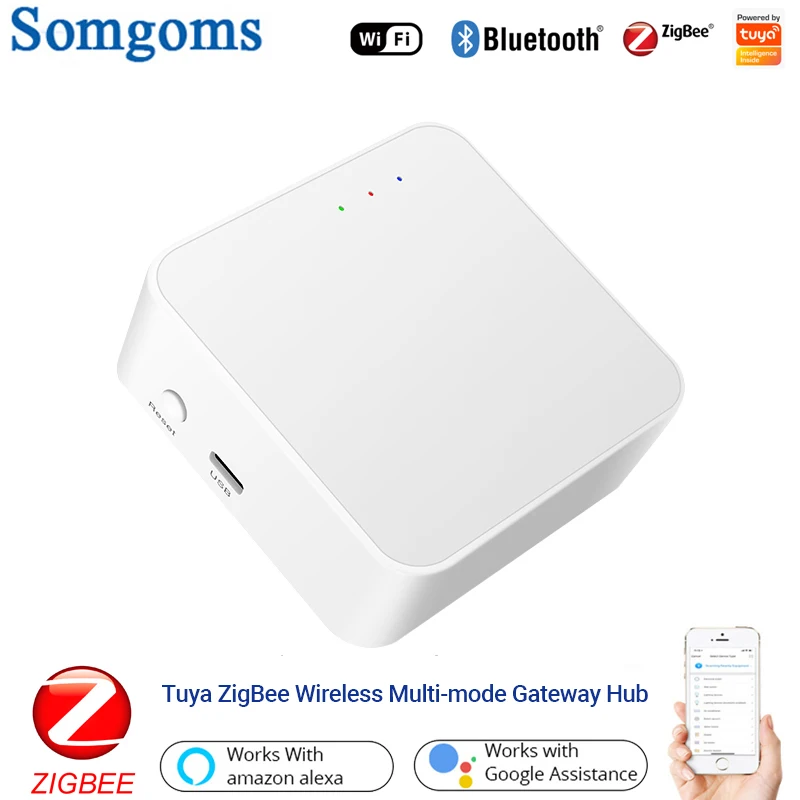 Tuya Gateway Zigbee Wifi Bluetooth Mesh Bridge Hub Smart Home Control Per Tuya Smart Life Alexa Google Home Multi-Mode Home Hub
