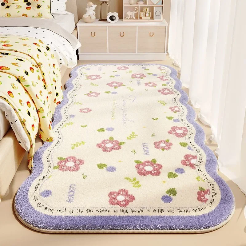 Bedroom Balcony Wave Shaped Carpets Flower Bedside Rugs Living Room Sofa Absorbent Ins Style Floor Cushion Mats floor mat shaggy rugs