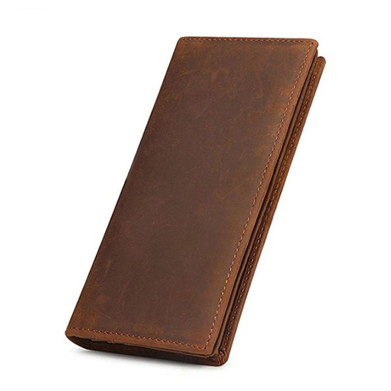 Mens Genuine Leather Bifold Wallet Credit Card Long Purse Leather Men Phone Wallet Cow Leather Long Purse Christmas Gift