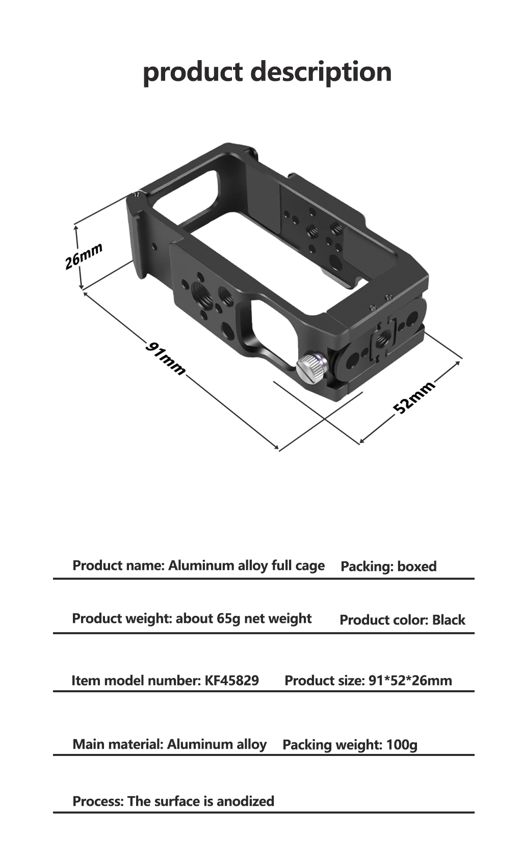 Magnetic Action Camera Cage For Action 2 Dual-screen Full Cage w/ Cold Shoe Mou