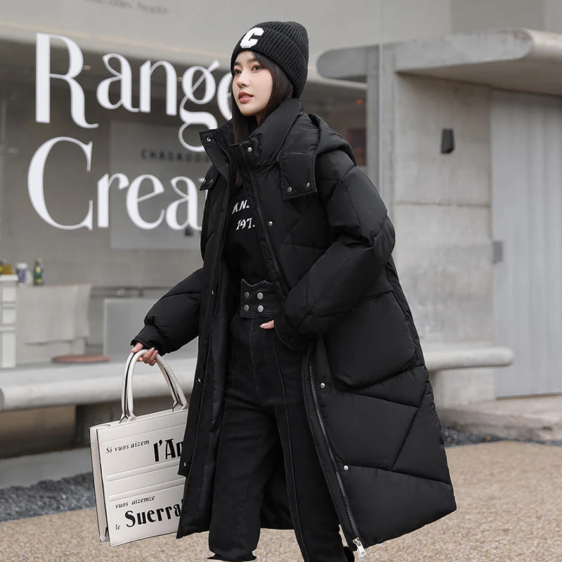 Oversized Down Cotton Jacket, Ladies Winter Contrast Color Hooded Cotton Jacket, for Bread Jacket